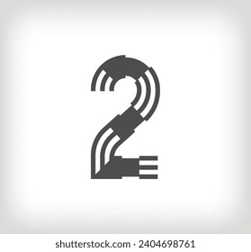 Number 2 linear modern logo. The letter is in the form of stripes. Alphabet number character and linear abstract design. logo, corporate identity, application, creative poster and more.