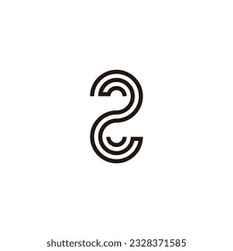 Number 2 lines, curve, tech geometric symbol simple logo vector
