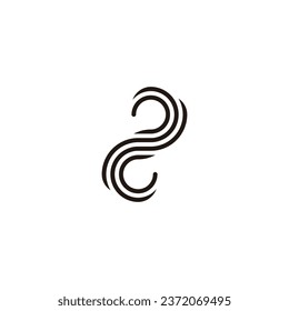 Número 2 líneas símbolo geométrico simple vector logo