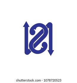 number 2 linked arrows logo vector