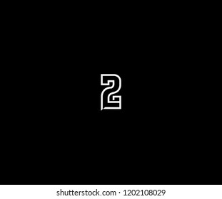Number 2 Linked Monogram Minimalism Linear Logo