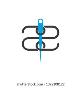 number 2 linked thread needle symbol logo vector