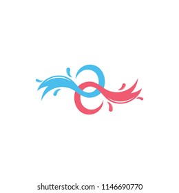 number 2 linked wave design  logo vector