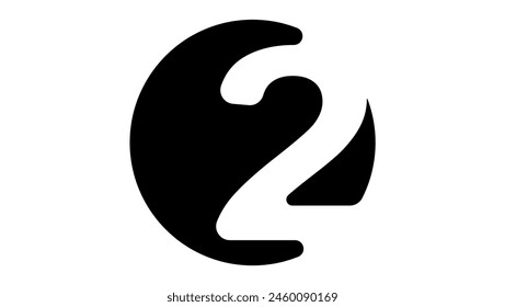 number 2 Logo, black isolated silhouette