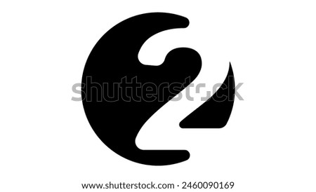 number 2 Logo, black isolated silhouette