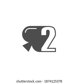 Number 2 logo combined with spade icon design vector