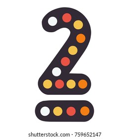 Number 2. Logo concept. Badge, mark, symbol, icon vector hand drawn illustration on white background.