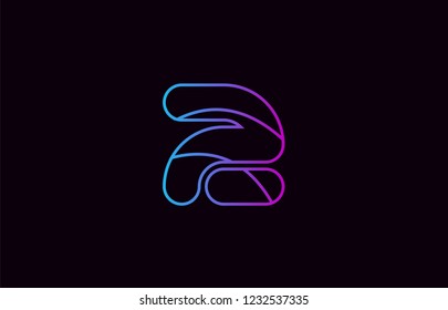 number 2 logo design blue and pink color suitable for a company or business