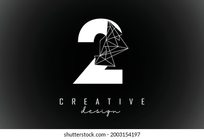 Diseño del logo número 2 con detalles de piedra rota. Ilustración vectorial con efecto geométrico y número creativo. 