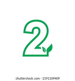 diseño del logo número 2 con el concepto de naturaleza. logotipo número 2 con decoración de hojas. logotipo de salud, logotipo de naturaleza, negocio, producto, empresa, etc.