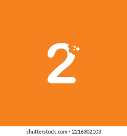 number 2 logo design with unique creative bite marks in modern style in white on orange background. cute number 2 illustration. suitable for business logo, company, marketing, promotion, food, etc