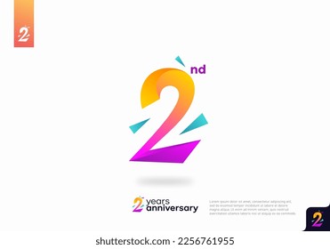 Number 2 logo icon design, 2nd birthday logo number, anniversary 2