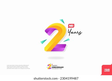 Number 2 logo icon design, 2nd birthday logo number, anniversary 2