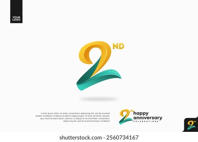 Number 2 logo icon design, 2nd birthday logo number, anniversary 2