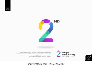 Number 2 logo icon design, 2nd birthday logo number, anniversary 2