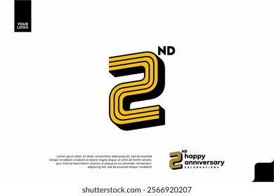 Number 2 logo icon design, 2nd birthday logo number, anniversary 2