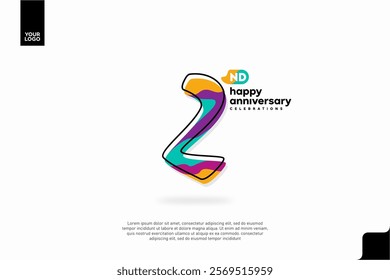 Number 2 logo icon design, 2nd birthday logo number, anniversary 2