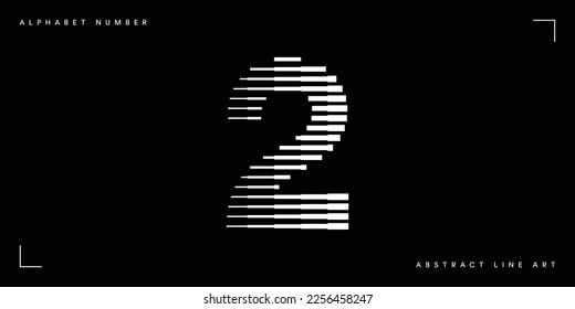 Number 2 Logo Icon Geometric Horizontal Stripe Lines