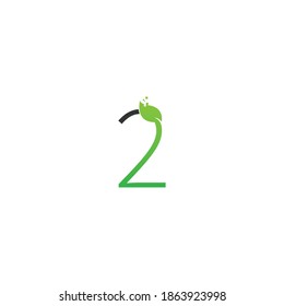 Number 2 logo leaf digital icon design concept vector