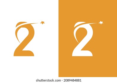 Number 2 logo with star concept. Logo for anniversary or vector element