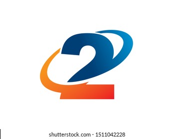 Number 2 logo or symbol template design