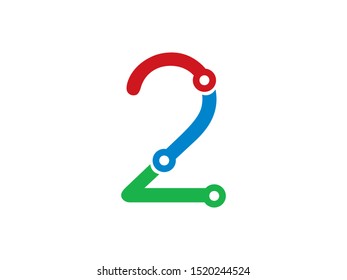 Number 2 logo or symbol template design