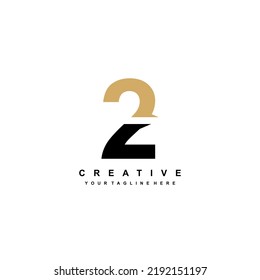 Number 2 logo template design with a cut concept. 2 luxury. typography , monogram number. suitable for business logos, product marketing, company, anniversaries, celebrations, birthdays, anniversaries
