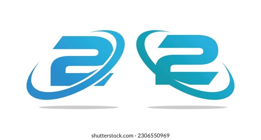 Number 2 logo with unique Shape premium vector editable content free