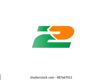Number 2 logo. Vector logotype design.
