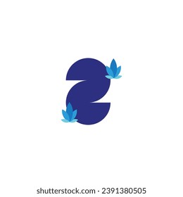 Number 2 lotus, fresh geometric symbol simple logo vector