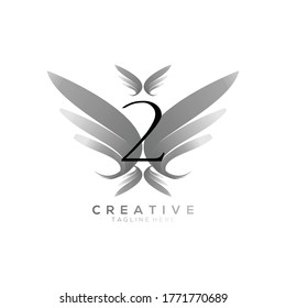 Number 2 Luxury Black Thin Wing Logo Template