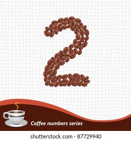 Number 2 made of coffee beans vector set