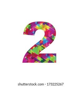 Number 2  made from colorful triangle