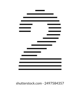 Number 2 Modern Logo with Geometric Horizontal Stripe Line Pattern