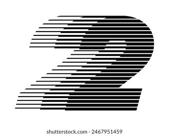 Number 2 Modern Logo with Horizontal Speed Line Pattern