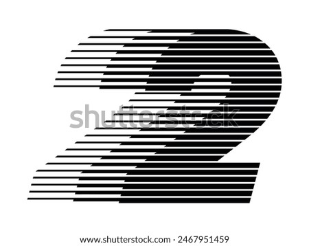 Number 2 Modern Logo with Horizontal Speed Line Pattern