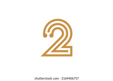 Number 2 Monoline Logo Vector