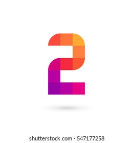 Number 2 mosaic logo icon design template elements