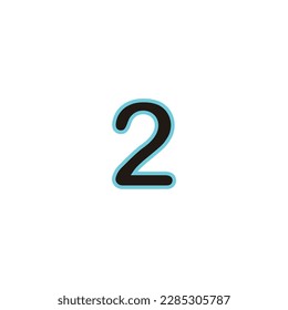 Número 2 neón, símbolo geométrico azul simple vector