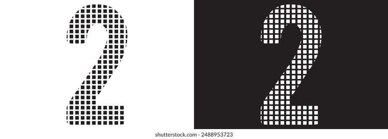 Number 2 nine 3d cube pixel shape minecraft 8 bit.   isolated on white and black background. vector . EPS 10