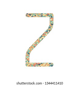 Number 2, numeral, two. Colored mosaic with polygons