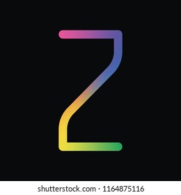 Number 2, numeral, two. Rainbow color and dark background