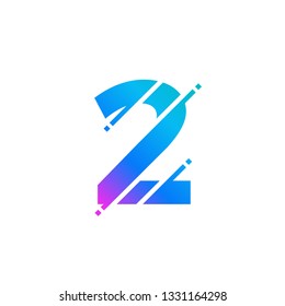 Number 2 Numerical Modern Logo Vector Icon Symbol 