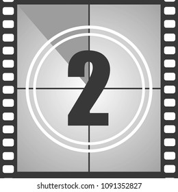 Number 2 From Old Movie Count Down (two). Film Countdown Number. Vector Illustration EPS 10.