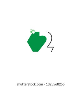 Number 2 on hexagon icon design concept