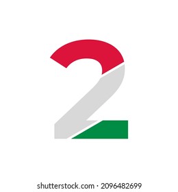 Number 2 Paper Cutout with Italian Flag Color Logo Design Template