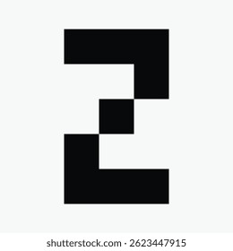número 2 pixel arte ícone ilustração vetorial.