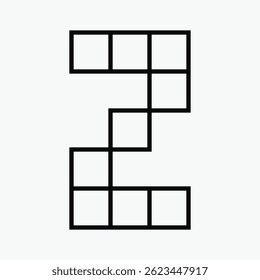 number 2 pixel art icon vector illustration.