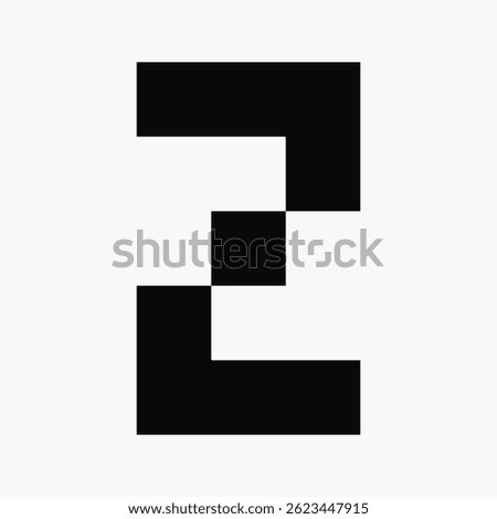 number 2 pixel art icon vector illustration.