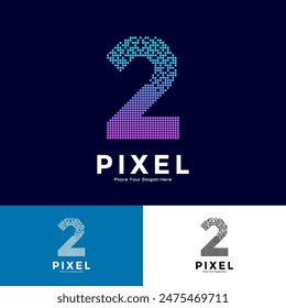 Number 2 pixel colorful vector design. Suitable for business, initial, poster, technology and network